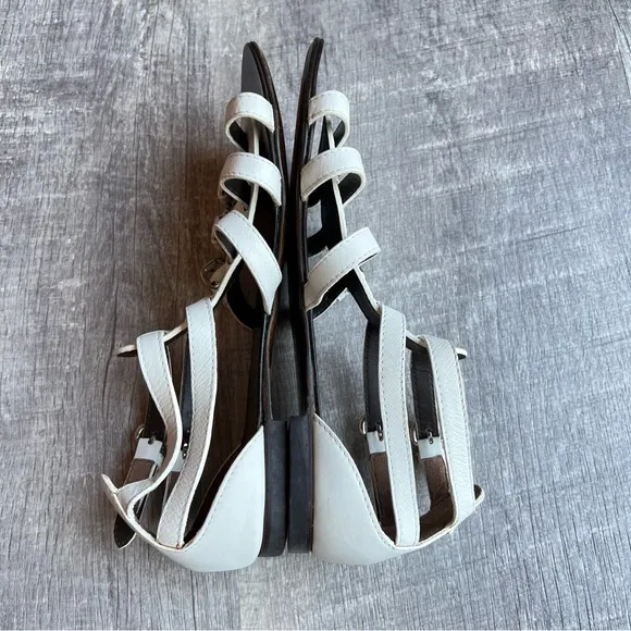 Giuseppe Zanotti Gladiator White Leather Flats Made Italy 37