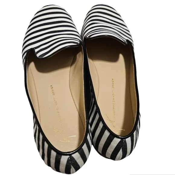 Giuseppe Zanotti Leather-Trimmed Striped Loafers Flats size 37