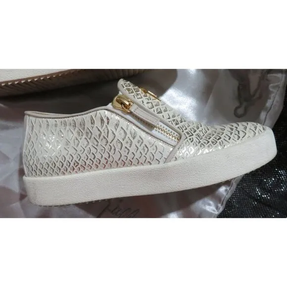 Giuseppe Zanotti Python Embossed Italian Leather Devon Skate Shoes Sneakers 39 8