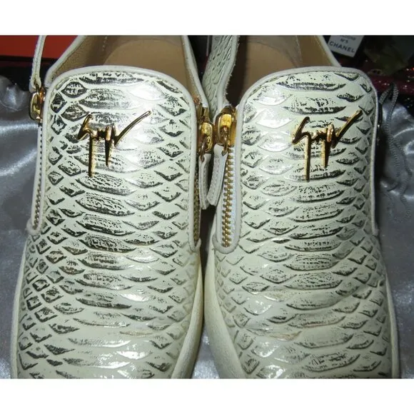 Giuseppe Zanotti Python Embossed Italian Leather Devon Skate Shoes Sneakers 39 8