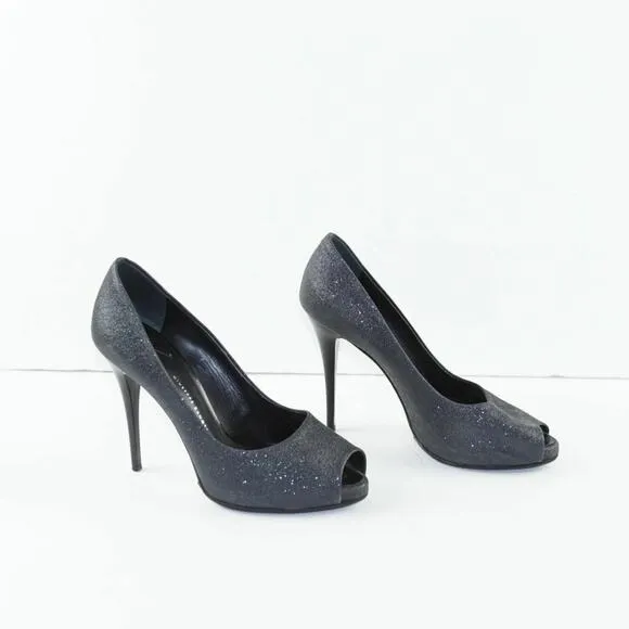 Giuseppe Zanotti Sharon Peep Toe Glitter Heels 8
