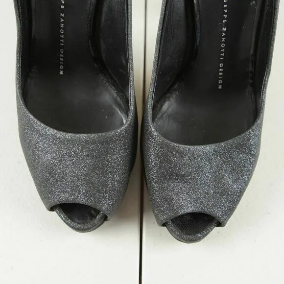 Giuseppe Zanotti Sharon Peep Toe Glitter Heels 8