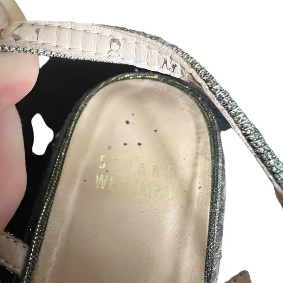 Glam Stuart Weitzman Velocity Pyrite Nocturn Wedge Heels Strappy Platforms