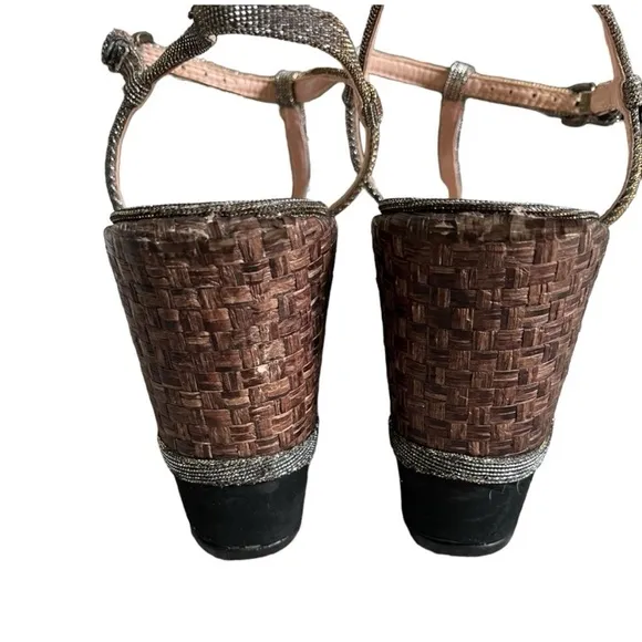 Glam Stuart Weitzman Velocity Pyrite Nocturn Wedge Heels Strappy Platforms