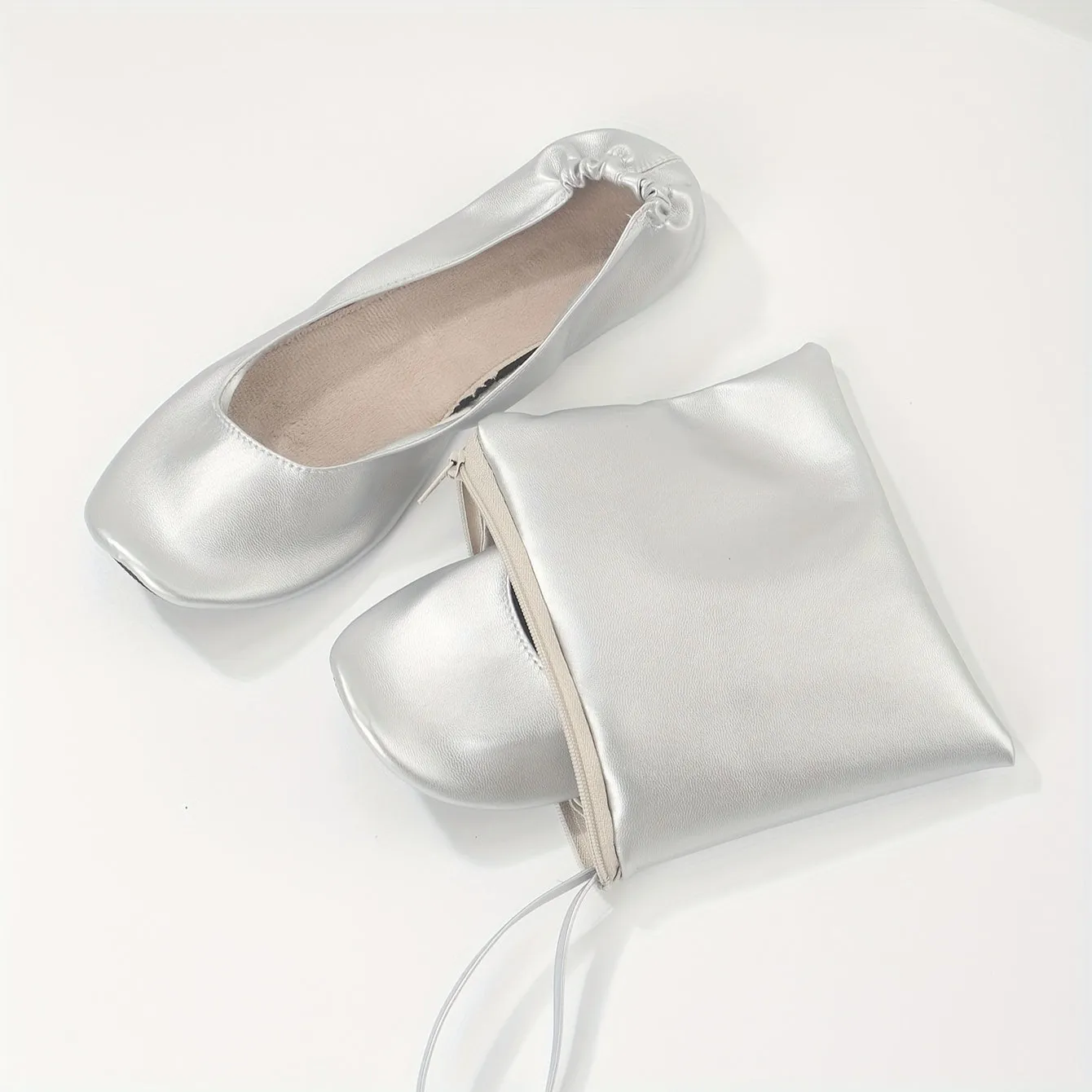 Golden Foldable Ballet Flats