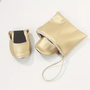 Golden Foldable Ballet Flats