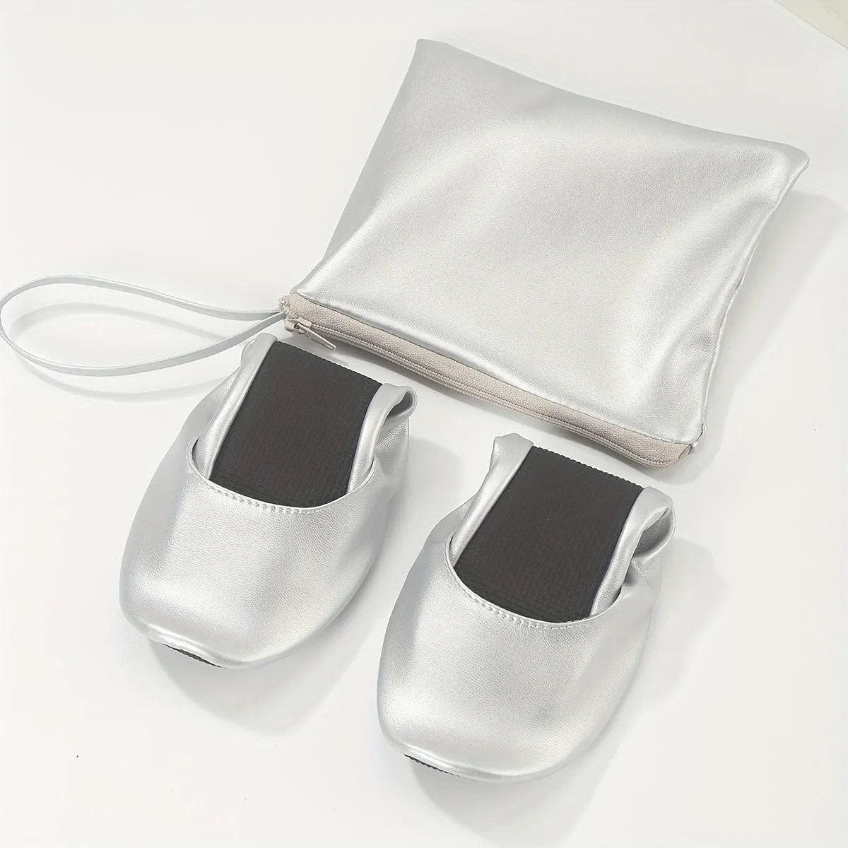 Golden Foldable Ballet Flats