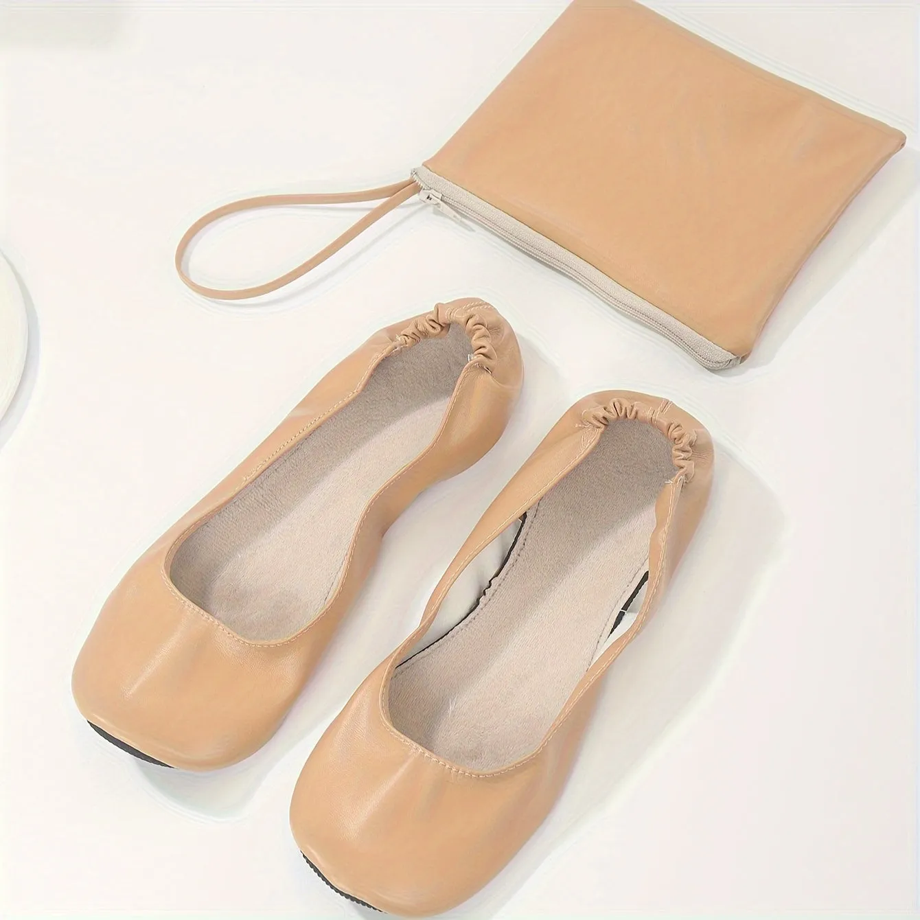 Golden Foldable Ballet Flats
