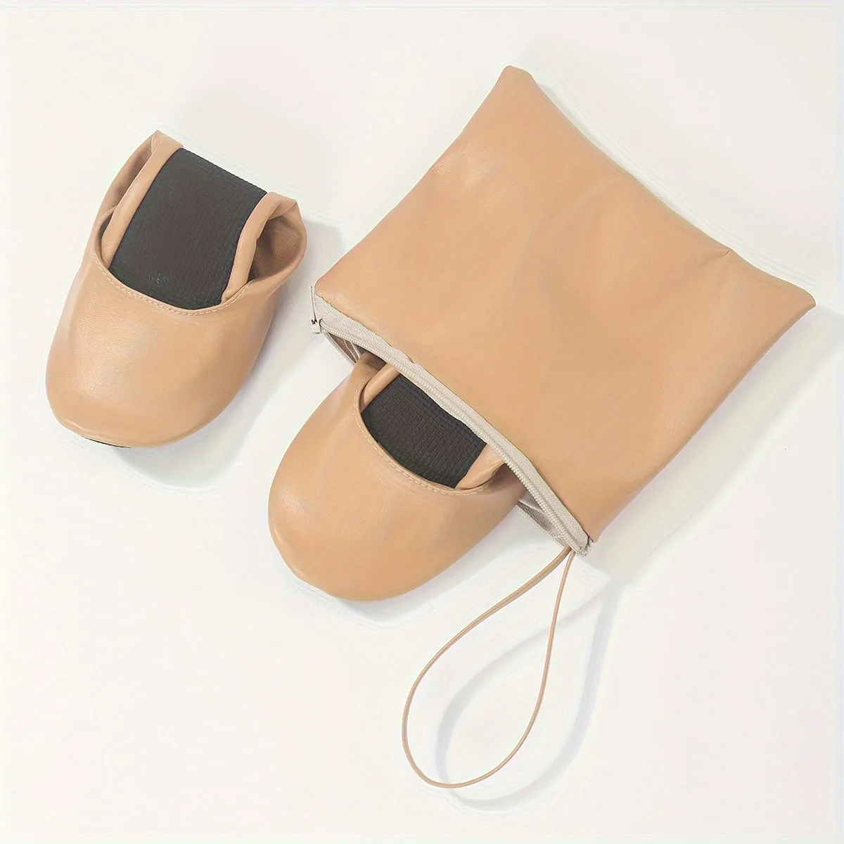 Golden Foldable Ballet Flats