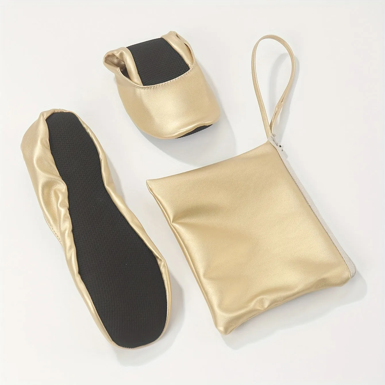 Golden Foldable Ballet Flats