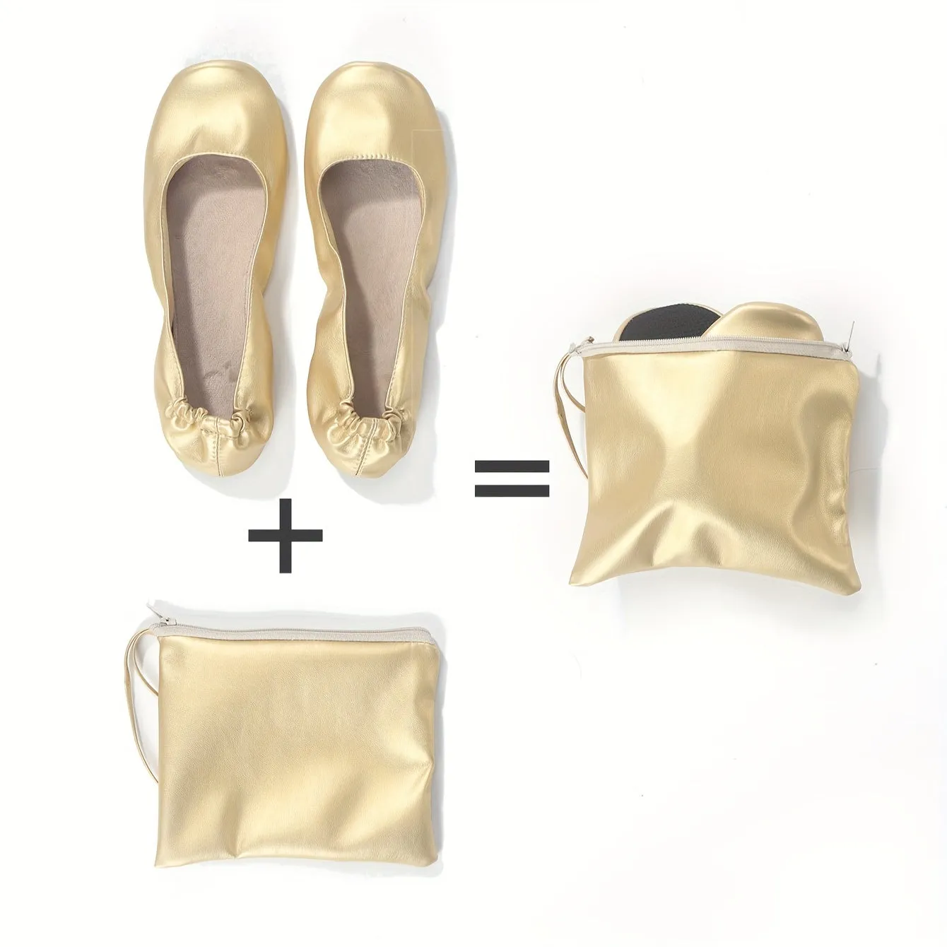 Golden Foldable Ballet Flats