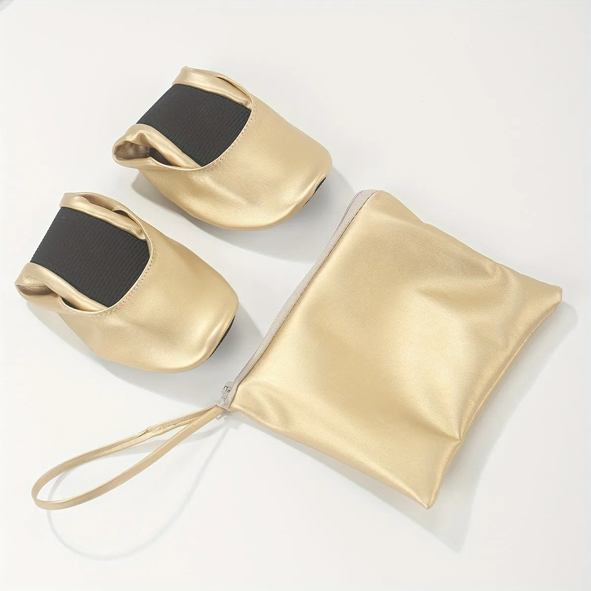 Golden Foldable Ballet Flats