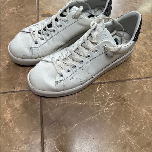 Golden Goose White and Black Wedge Shoes