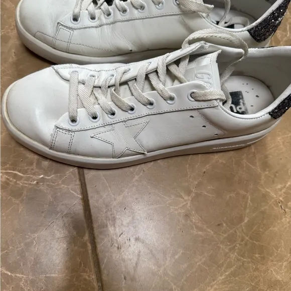 Golden Goose White and Black Wedge Shoes