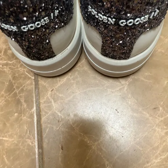 Golden Goose White and Black Wedge Shoes