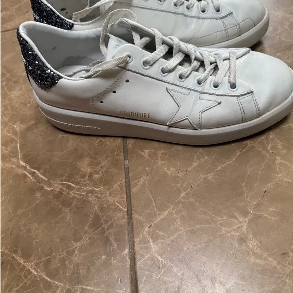 Golden Goose White and Black Wedge Shoes