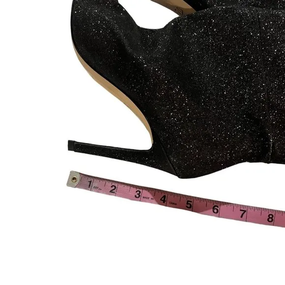 Good American The Weekend Thigh High Heel Boots Glitter Sparkle Pointy Toe