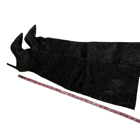 Good American The Weekend Thigh High Heel Boots Glitter Sparkle Pointy Toe