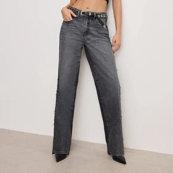 Good American Washed Black 90s Relaxed High Rise Jeans