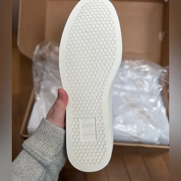 Good Man Brand White Natural Legacy Lo Top Italian Sneaker Size 10.5 NIB $228