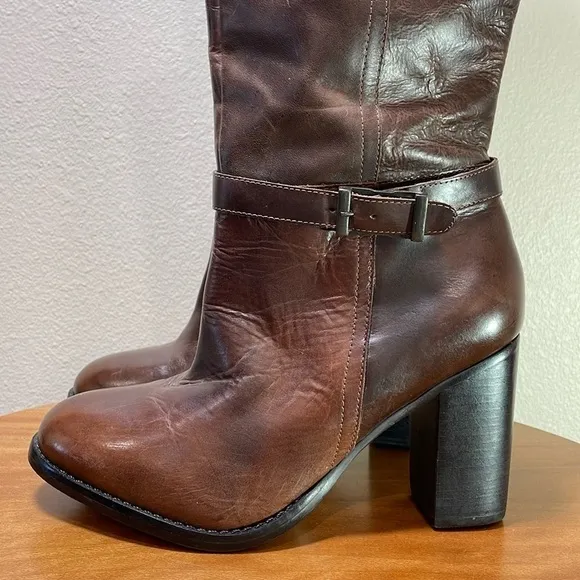 Gorgeous Brown Leather 3” Heeled Tall Boots Lane Bryant Size 8W