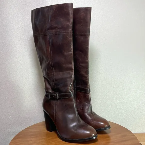 Gorgeous Brown Leather 3” Heeled Tall Boots Lane Bryant Size 8W