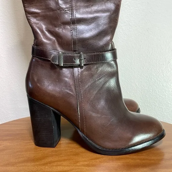 Gorgeous Brown Leather 3” Heeled Tall Boots Lane Bryant Size 8W