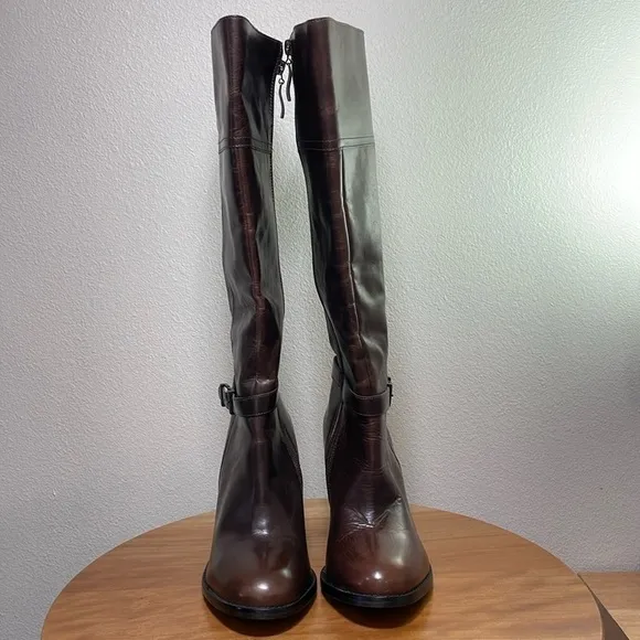 Gorgeous Brown Leather 3” Heeled Tall Boots Lane Bryant Size 8W