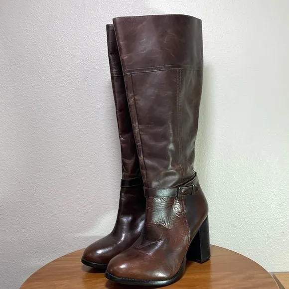 Gorgeous Brown Leather 3” Heeled Tall Boots Lane Bryant Size 8W