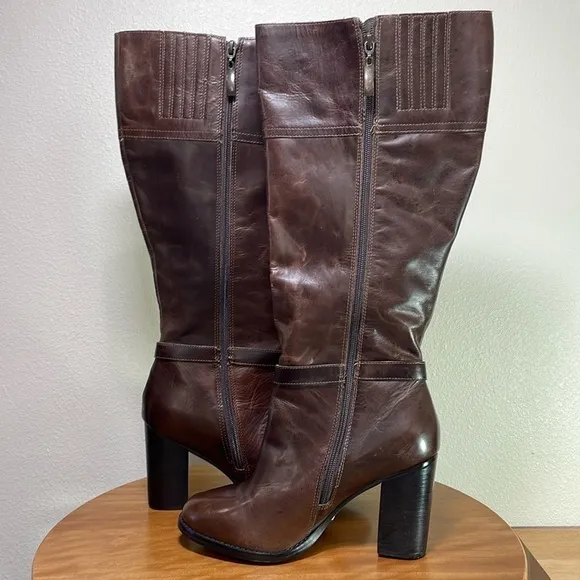 Gorgeous Brown Leather 3” Heeled Tall Boots Lane Bryant Size 8W