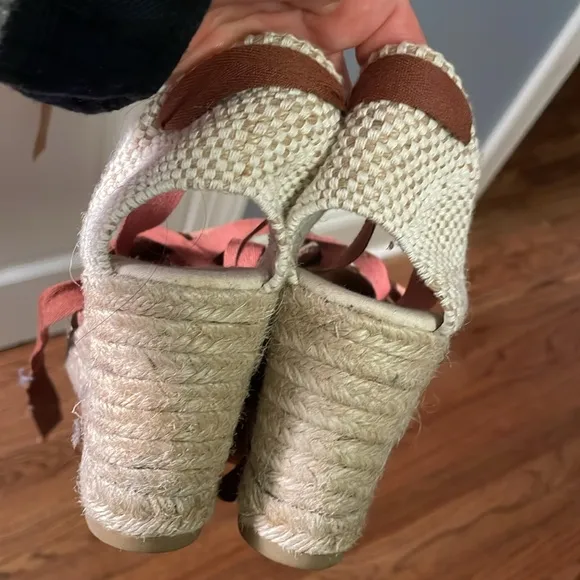 Gorgeous girly FEMME taupe tan Sezane espadrille wedges 38 🌞