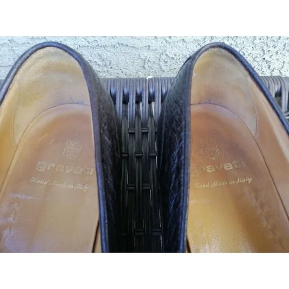 GRAVATI‎ Italy Mens Leather Slip Ons Split Toe Peccary Loafers Shoes 12 M