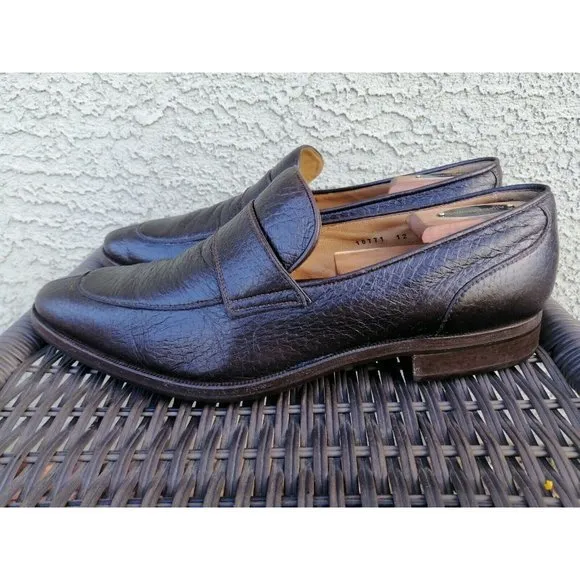 GRAVATI‎ Italy Mens Leather Slip Ons Split Toe Peccary Loafers Shoes 12 M