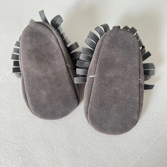 Gray Baby Moccasins crib footwear faux suede