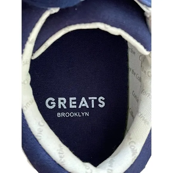 GREATS Brooklyn Men's Size 7 Blue &amp; White Canvas Shoes Sneakers