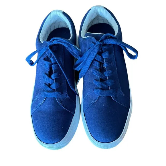 GREATS Brooklyn Men's Size 7 Blue &amp; White Canvas Shoes Sneakers