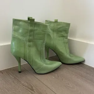 Green Noe of Antwerp High Heeled Leather Boots Made in Italy sz 6.5