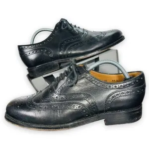 Grenson England Stanley Wingtip Brogue Oxford Black Leather 5033 Men's US 9.5 G