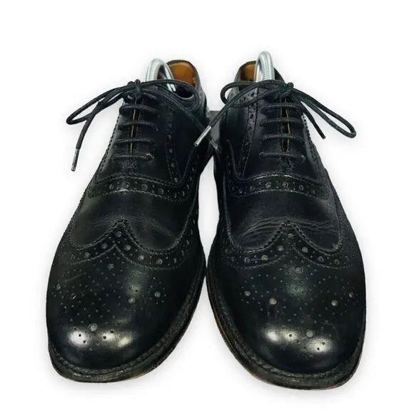 Grenson England Stanley Wingtip Brogue Oxford Black Leather 5033 Men's US 9.5 G
