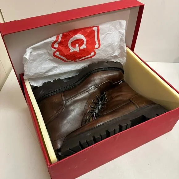 Grenson Jonah Brown Leather Moc Toe Lace Up Boots Made in England UK 9 / US 10