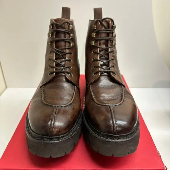 Grenson Jonah Brown Leather Moc Toe Lace Up Boots Made in England UK 9 / US 10