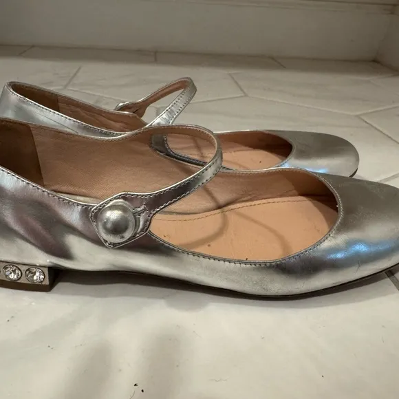 GUC MiuMiu Silver Mary Jane Flats 7