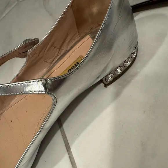 GUC MiuMiu Silver Mary Jane Flats 7