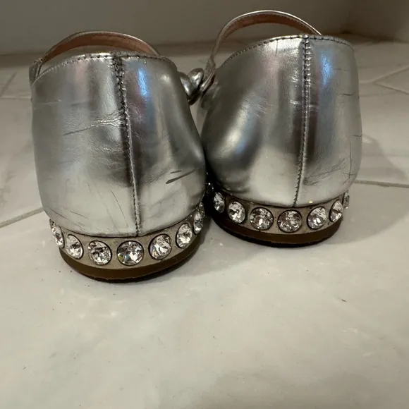 GUC MiuMiu Silver Mary Jane Flats 7