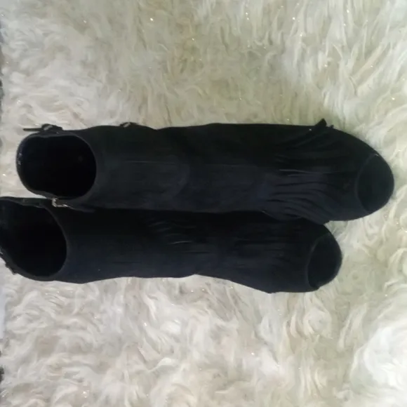 Gucci black Becky suede Heels gladiator boots