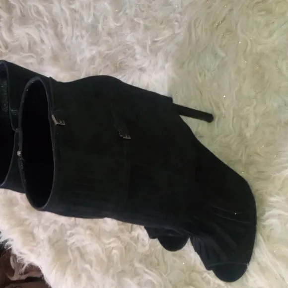 Gucci black Becky suede Heels gladiator boots