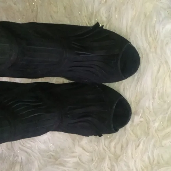Gucci black Becky suede Heels gladiator boots