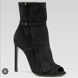 Gucci black Becky suede Heels gladiator boots