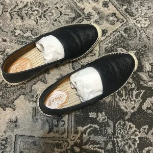 Gucci Black Espadrille Leather Flats
