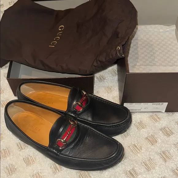 Gucci Black Leather Loafers with Horsebit Detail, Authentic &amp; In Box